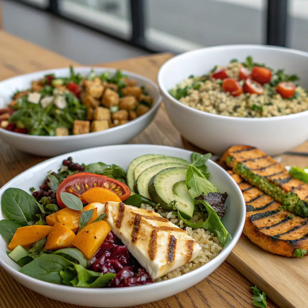 Healthy dishes creatively arranged