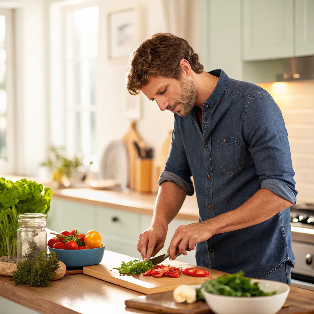 Michael cooking a healthy dish